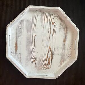 Rustic Octagonal Wooden Tray Large 20”